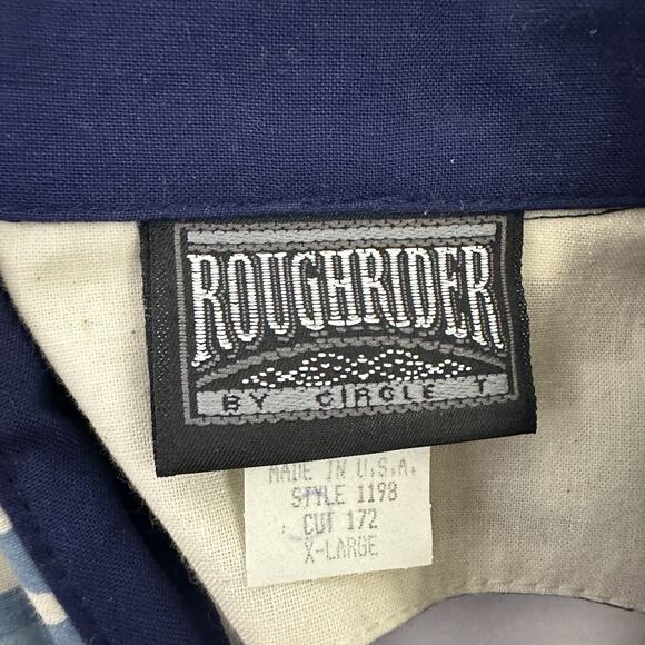 Rough Rider Womens Vintage 90s Western Shirt Size XL Blue White Cutouts Country - Picture 8 of 14